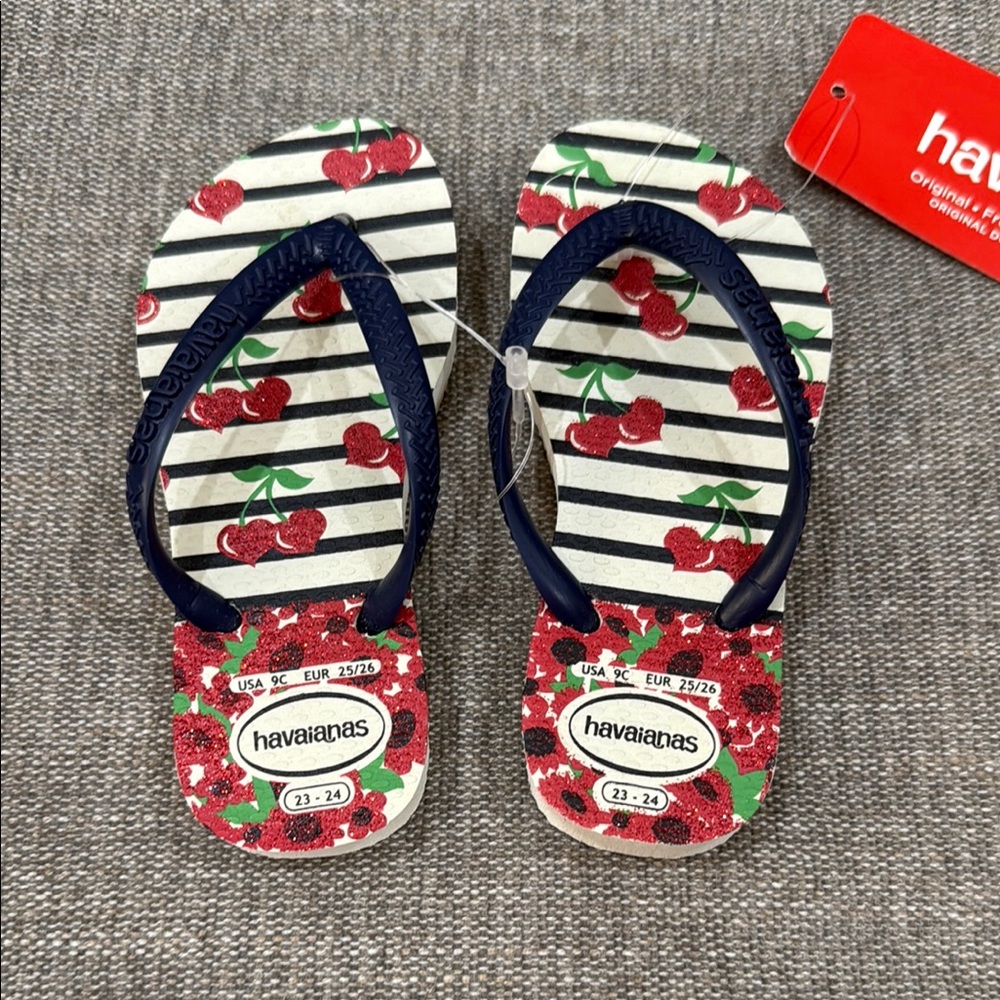 Havaianas Kids Cherry Flip Flops - Navy and Red